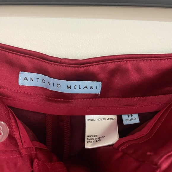 Vivid Wine Red Satin Wide Leg Pants - Size14 - Picture 3 of 7